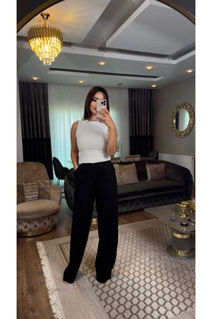 Quzu ayrobin pantolon-siyah