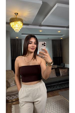 Quzu straplez pedli crop-kahve