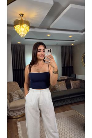 Quzu ip askılı pedli crop-lacivert