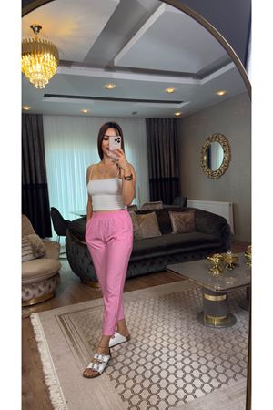 Quzu pamuklu şalvar pantolon-pembe