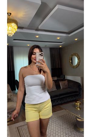 dilvin straplez crop-beyaz