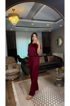 taşlı takım-bordo