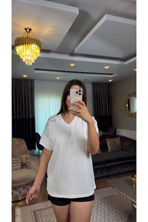 sarmaşık desenli bluz-beyaz