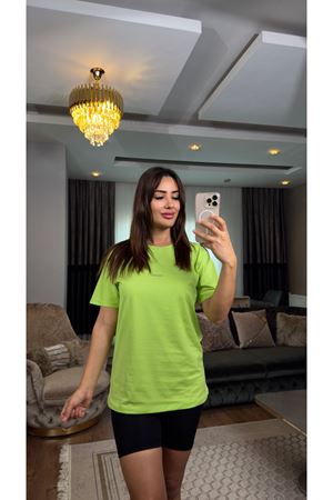 Oysho basic tişört- neon yeşil