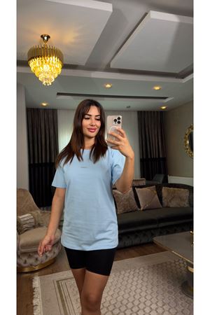 Oysho basic tişört- Açık mavi