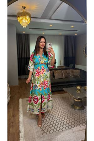 desenli midi boy viskon elbise-okyanusmavi