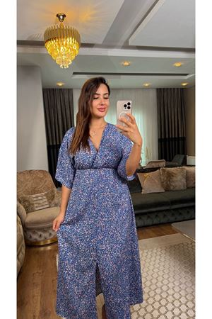 desenli midi boy viskon elbise-çıtırmavi