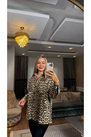 Leopar Desenli Kot Ceket Leopar