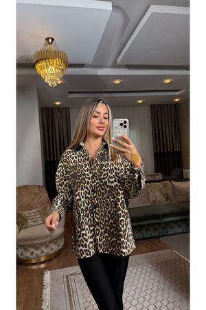 Leopar Desenli Kot Ceket Leopar