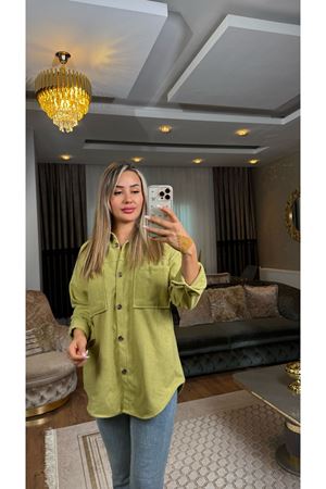 Çift Cep Kaşe Gömlek Yağyeşili