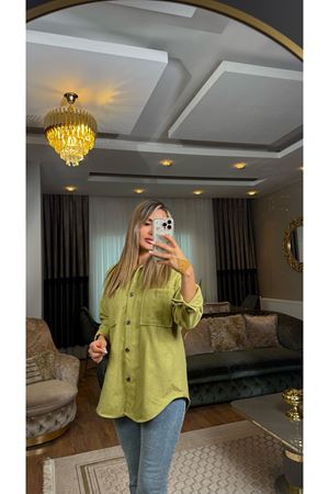 Çift Cep Kaşe Gömlek Yağyeşili