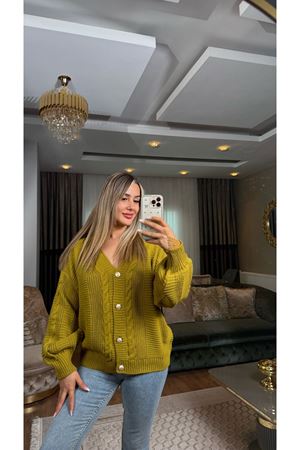 Balon Kol Hırka Yağyeşili