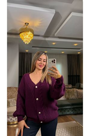 Balon Kol Hırka Mor