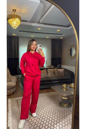 2 İplik Baskılı Eşofman Takımı Fuşya