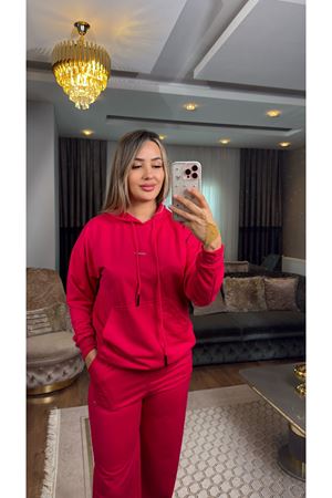 2 İplik Baskılı Eşofman Takımı Fuşya