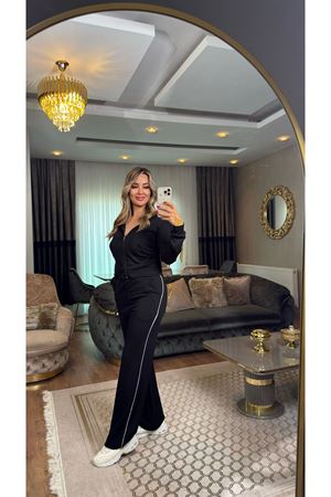 biyeli kapşonlu oysho takım-siyah