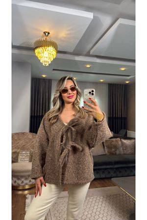 bağlamalı kaşe ceket-kahve