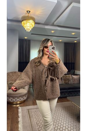 bağlamalı kaşe ceket-kahve