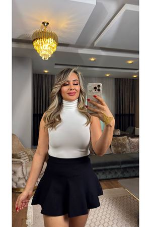 boğazlı kolsuz zıbın bluz-ekru