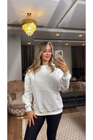 şardonlu basic sweat-beyaz