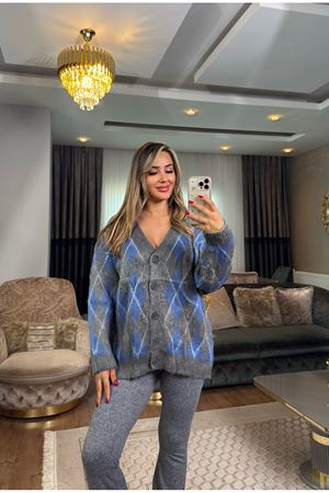 baklava desen hırka-grimavi