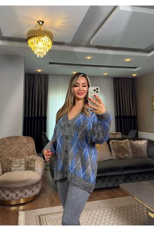 baklava desen hırka-grimavi