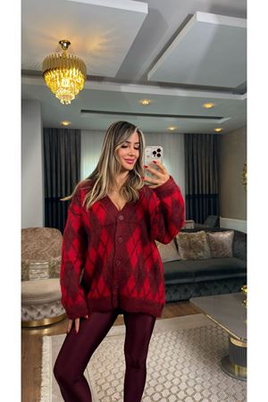 baklava desen hırka-bordo