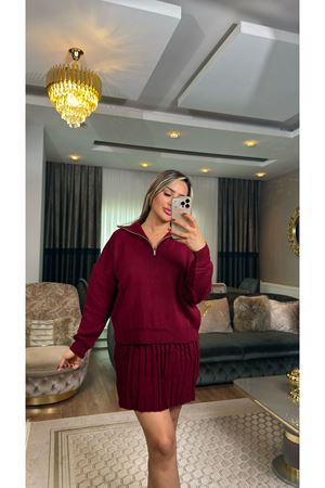 triko etekli takım-bordo