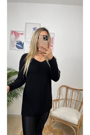 KOLU TAŞ İŞLEMELİ KAZAK -SİYAH 