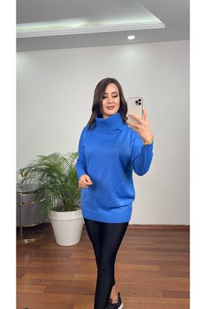 DEGAJE YAKA CEPLİ TRİKO-İNDİGO 