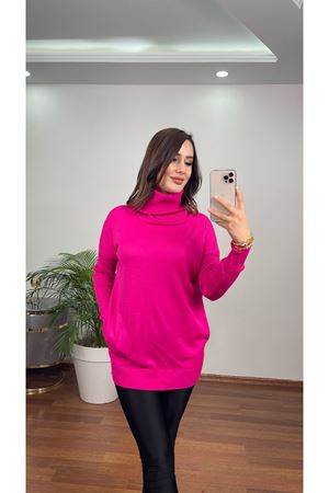 DEGAJE YAKA CEPLİ TRİKO-FUŞYA 