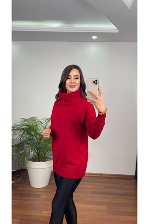 DEGAJE YAKA CEPLİ TRİKO-KIRMIZI 