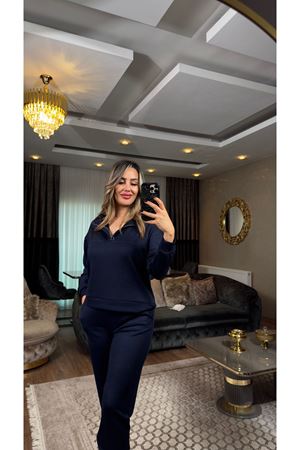 fermuarlı modal takım-lacivert