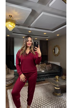 fermuarlı modal takım-bordo