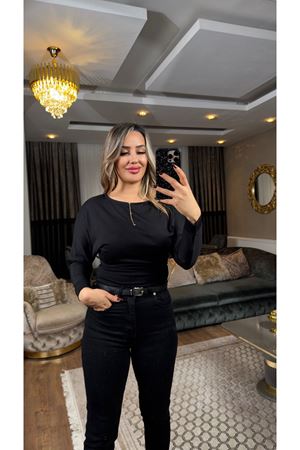 premium yarasa kol oysho bluz-siyah