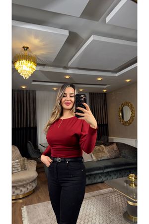 premium yarasa kol oysho bluz-bordo