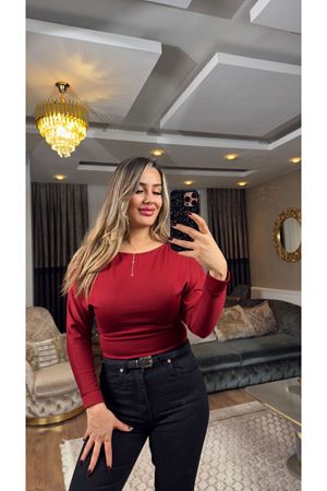 premium yarasa kol oysho bluz-bordo