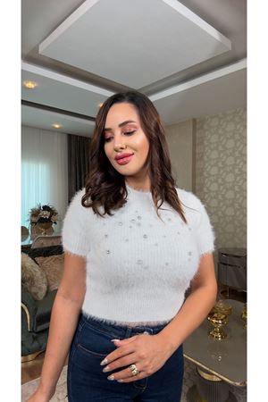 DİLVİN TAŞLI YUMOŞ KAZAK-EKRU