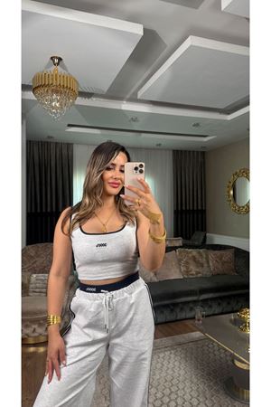 2000 işlemeli bel detay ikili takım-gri