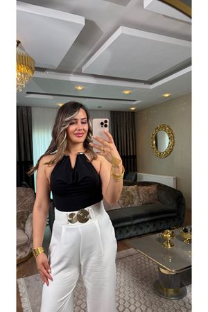 Quzu kolye detay bodysuit-siyah