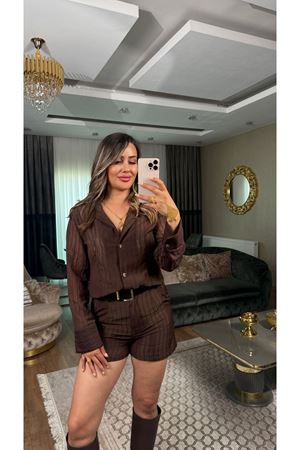 Transparan Dokulu gömlek-acıkahve