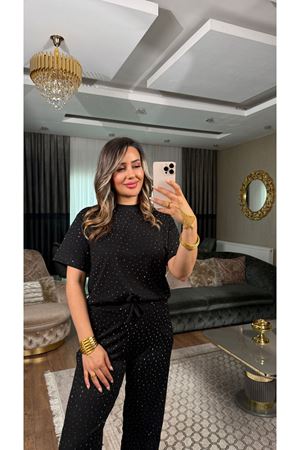 oysho taşlı basic kadın ikili takım-siyah