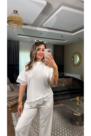 oysho dantel detay kadın ikili takım-ekru