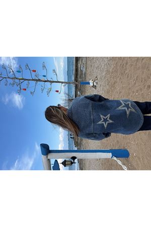 taşlı kot ceket-lacivert