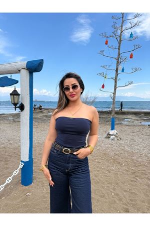 pedli yanı büzgülü lacivert