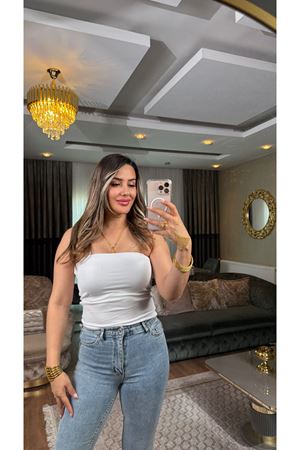 Dilvin straplez crop-beyaz