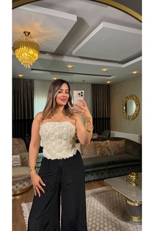 miss cix gül işlemeli arkadan bağlamalı büstiyer-ekru