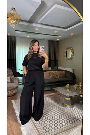 msperry beli lastikli pantolon-siyah