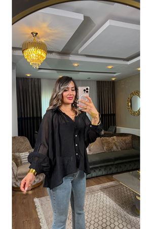 msperry oversize gömlek-siyah