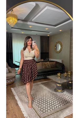 puantiyeli etek-kahve